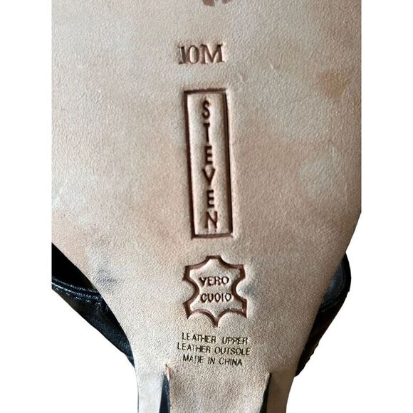 Steven by Steve Madden Black Strappy Sandal Heel With Flower Jewels Womens Sz 10 - Picture 12 of 12